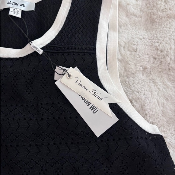 Jason Wu Pointelle Sleeveless Sweater with White Trim - Picture 8 of 8
